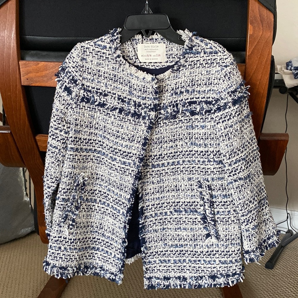 Stunning Zara girls, NWT, tweed asymptomatic jacket, sz 5/6